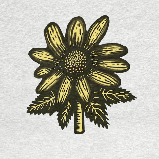 Rudbeckia Hirta woodcut by Dialon25